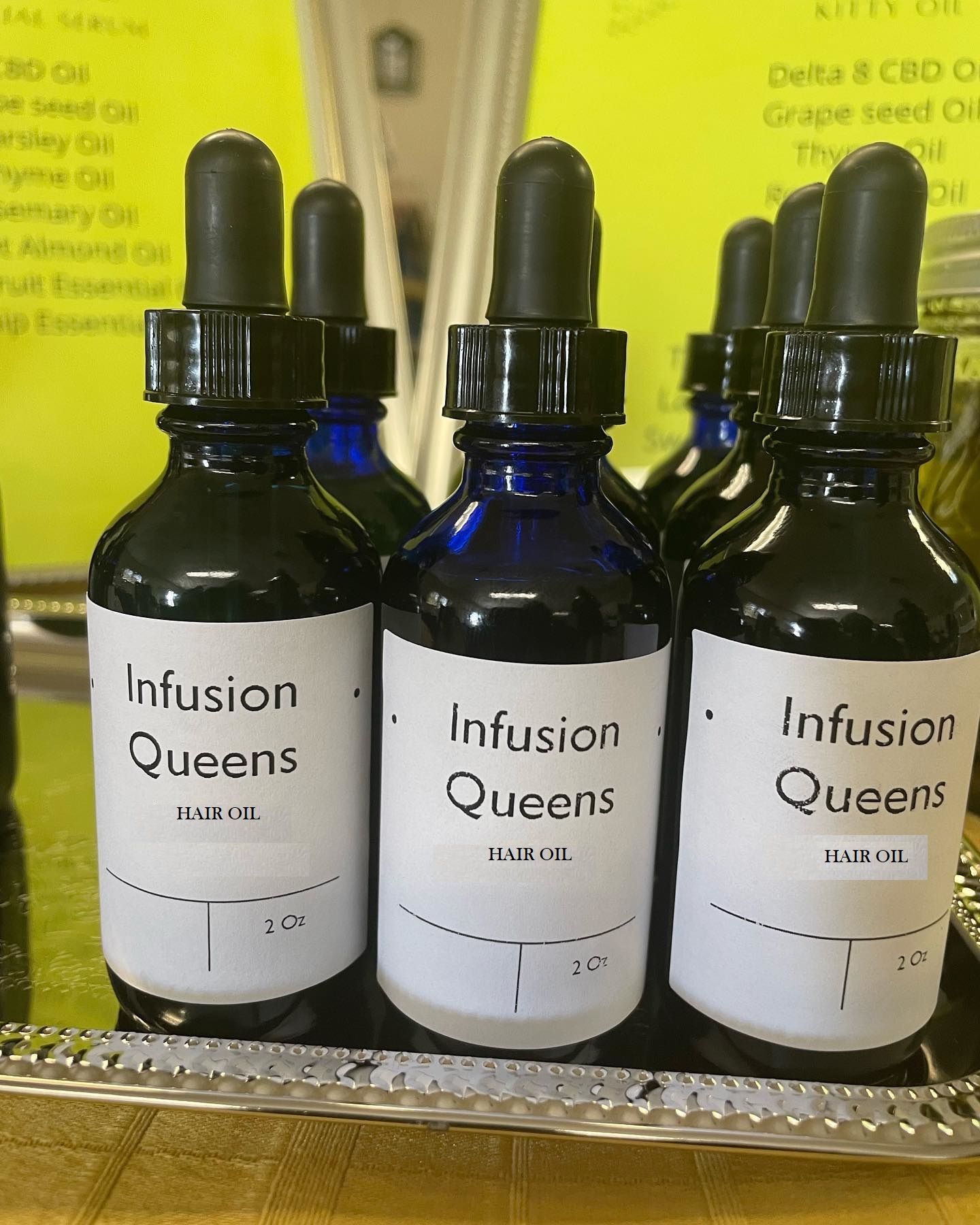 Divine Garden 111 hair oil bottle with botanical label